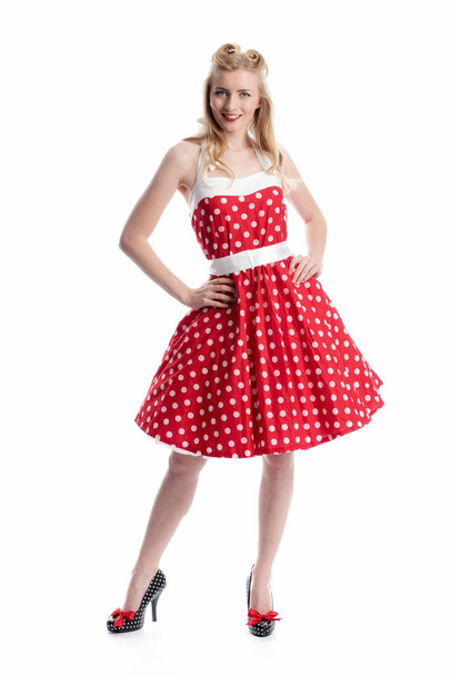 a girl in a polka dot sundress - Fotó, kép