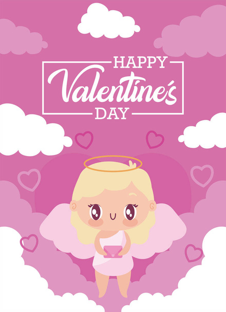 glücklich Valentinstag Amor Cartoon Vektor-Design - Vektor, Bild
