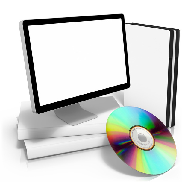 Dvd boxes with disc & monitor with package box - Фото, изображение