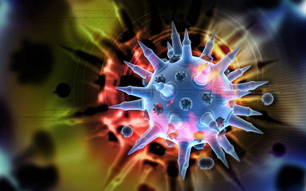 Digital illustration of  Flu virus in colour  background 	 - Fotografie, Obrázek