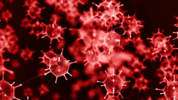 3D-Render, Grippeviren oder Mikroorganismen, schnelle Vermehrung o - Foto, Bild