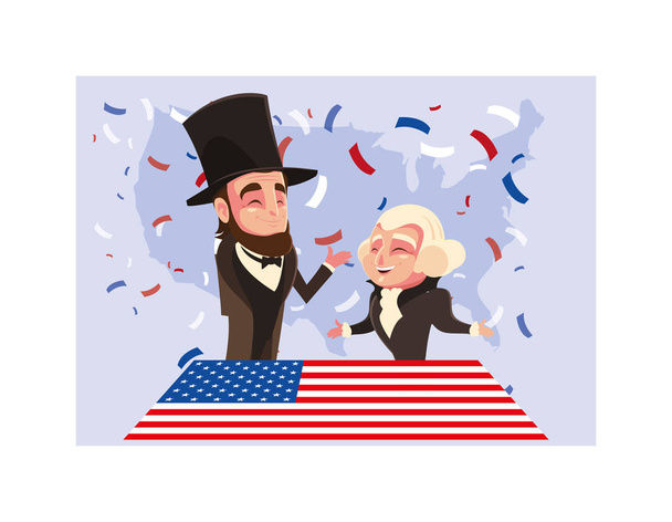 Карикатура президентів Георге Вашингтон і Abraham lincoln, день президента - Вектор, зображення