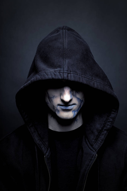 portrait of a man in black hooded hood - Fotoğraf, Görsel