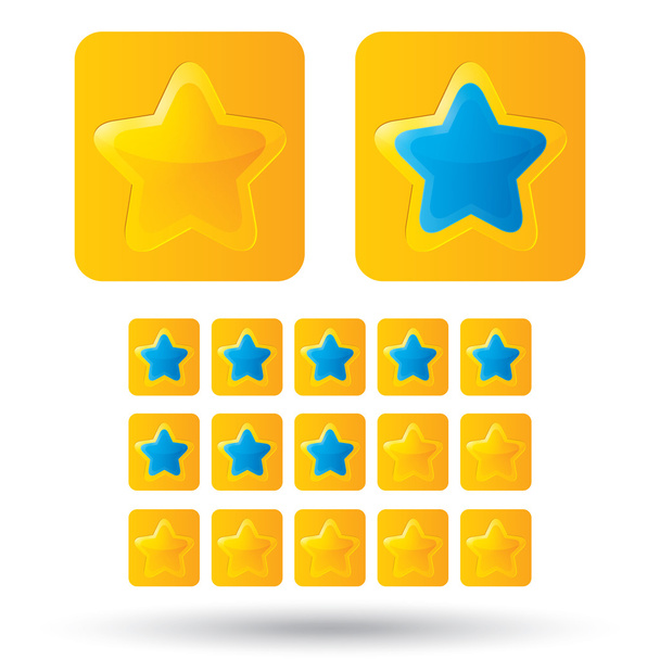 Golden rating stars. Star icons isolated on white - Vector, imagen