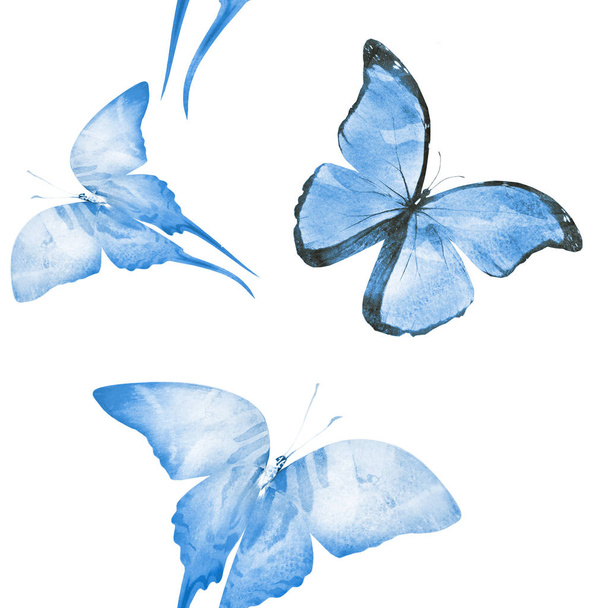 Watercolor seamless pattern with butterflies - Фото, изображение