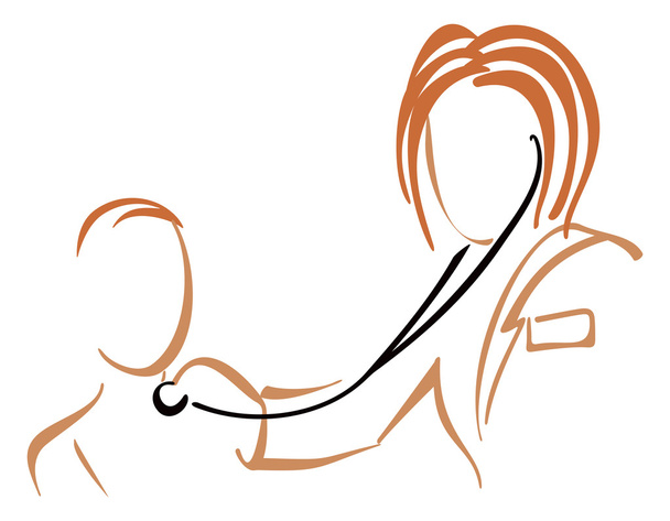 Pediatrician with stethoscope - Vector, Image