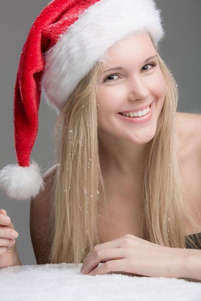 pretty girl with santa hat - Photo, Image