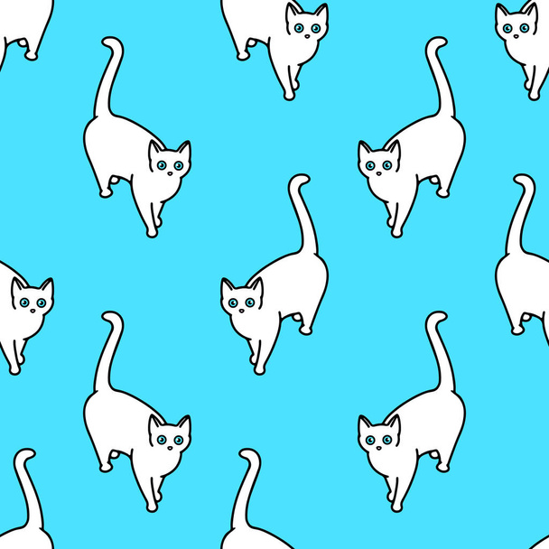 Seamless pattern with cute white cats. Texture for wallpapers, s - Vektor, Bild