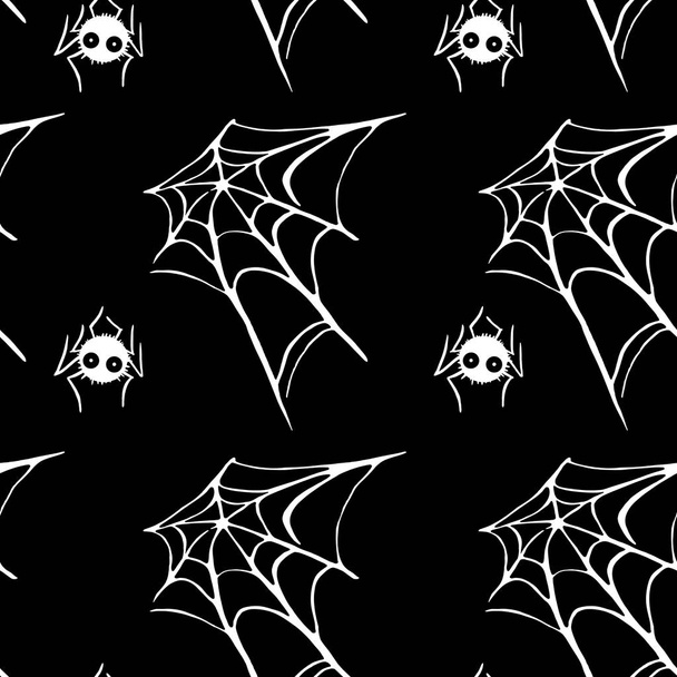 Павутинний веб-безшовний візерунок без рук. Білий чорно-помаранчевий фон. Текстура Хеллоуїна
 - Фото, зображення
