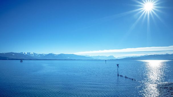 a view of lake constance from lindau in bavaria - Фото, изображение