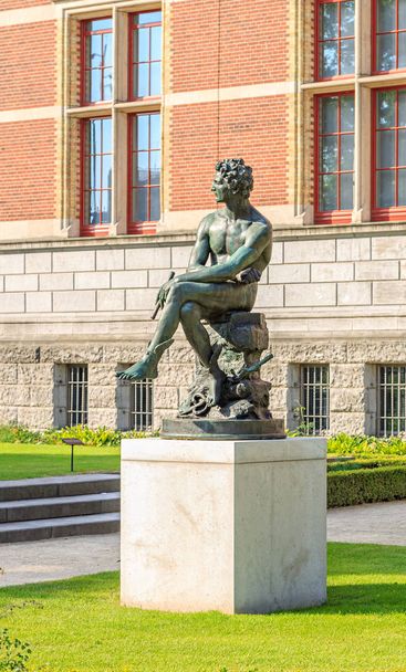 Amsterdam, Netherlands - June 30, 2019: Statue of Mercur - Foto, imagen