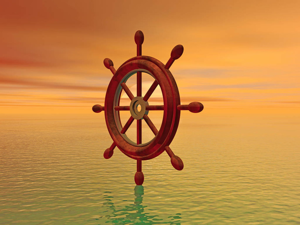 steering wheel on the sea - Фото, зображення