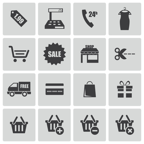 Vector black shopping icons set - Вектор,изображение
