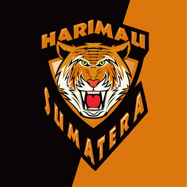 harimau sumatera Maskottchen Design oder sumatran Tiger Illustration. der Tigerkopfvektor. Wütende Tiger. e-sport Logo, Maskottchen-Logo - Vektor, Bild