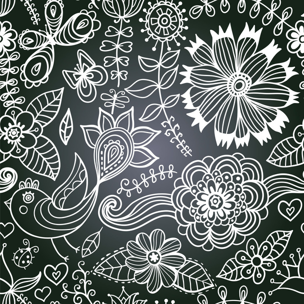 Vector chalkboard seamless floral pattern. Copy that square to t - ベクター画像