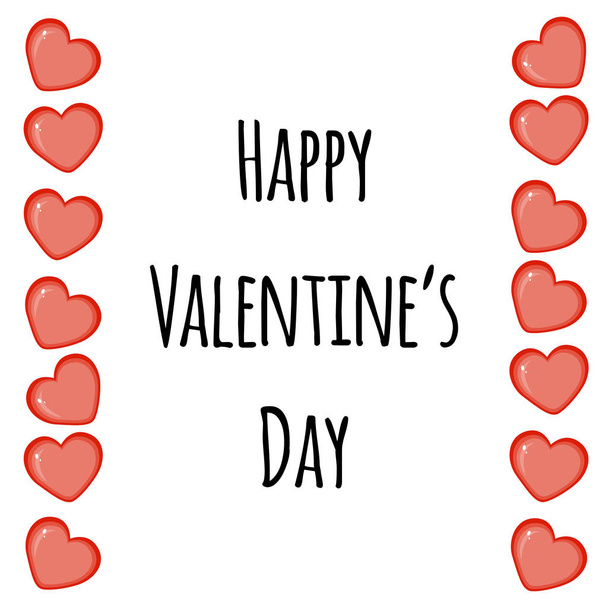 Valentine's Day template with hearts. Cartoon style. Vector illustration. - Вектор, зображення