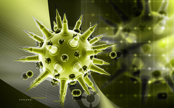 Digital illustration of  Flu virus in colour  background 	 - Foto, Imagem