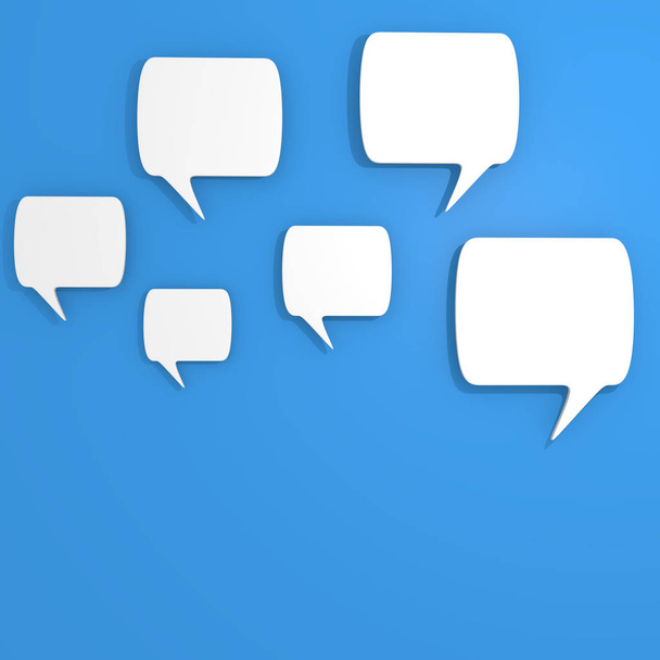 Blank speech bubbles on a blue background - Foto, afbeelding