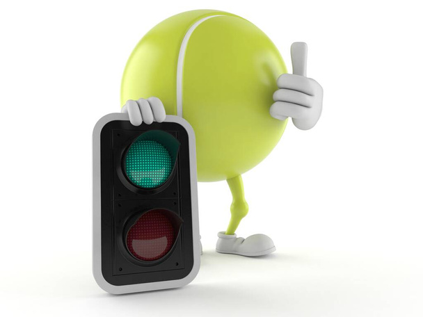 Tennis bal karakter met groen licht - Foto, afbeelding