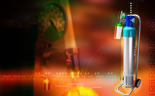 Digital illustration of oxygen cylinder in colour background	 - Foto, imagen