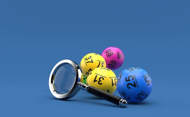 Lottery balls with magnifying glass - Photo, Image