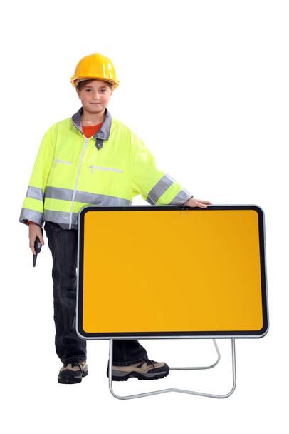 A kid road worker. - Photo, image