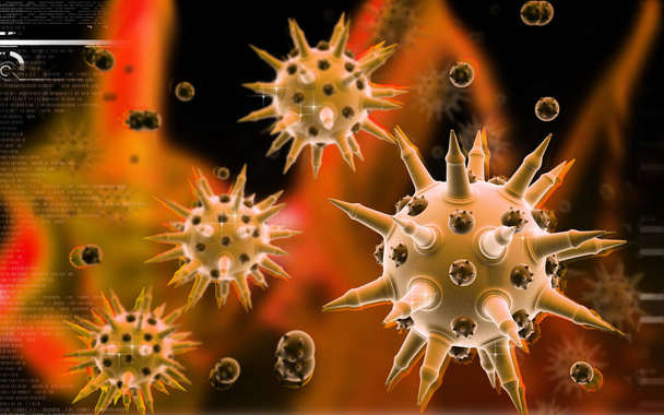 Digital illustration of  Flu virus in colour  background 	 - Foto, Imagen