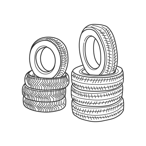 Seasonal replacement car tires vector illustration - Vector, Image