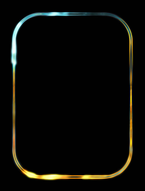 Glow Frame achtergrond. Neon gloeiende geometrische template geïsoleerd op zwarte achtergrond. Abstracte 2d illustratie. - Foto, afbeelding