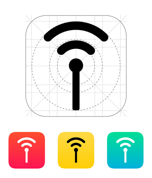 Antenna broadcasting radio signal icon. - Vector, Imagen