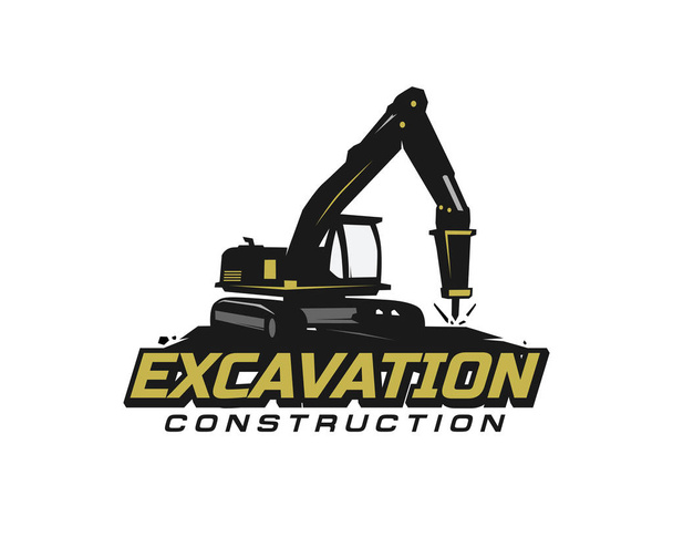 Excavator logo template vector. Heavy equipment logo vector for construction company. Creative excavator illustration for logo template. - Vector, Image