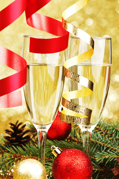 Champagne and new year decoration - Φωτογραφία, εικόνα
