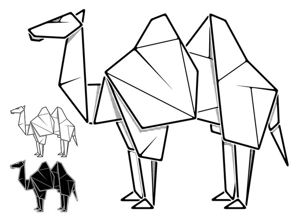 Immagine di origami di cammello di carta (disegno di contorno per linea
). - Vettoriali, immagini