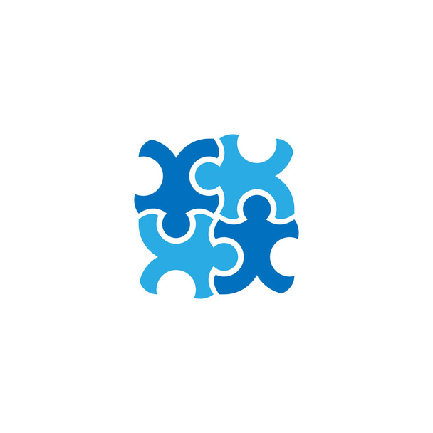 puzzle teamwork logo design vector - Vector, Image
