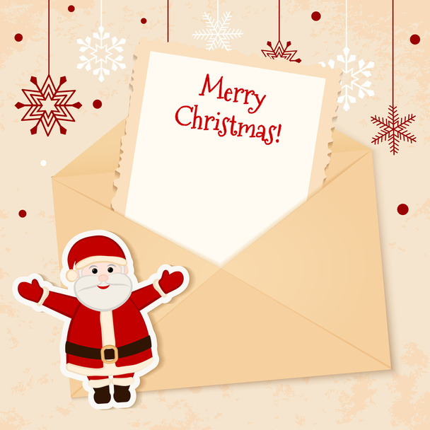 Congratulation gold retro background with Santa claus and letter. - Vector, afbeelding
