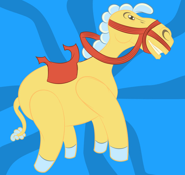 illustratie vector van weinig paard met blauwe achtergrond. - Vector, afbeelding