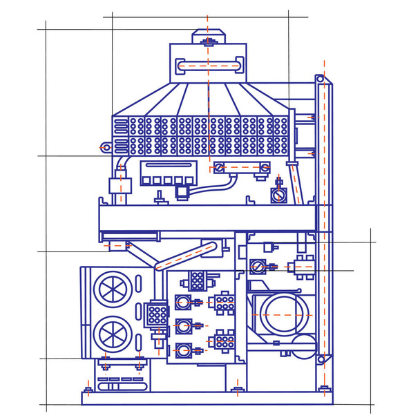 free fantasy drawing of a refrigerating machine. - Vector, Image