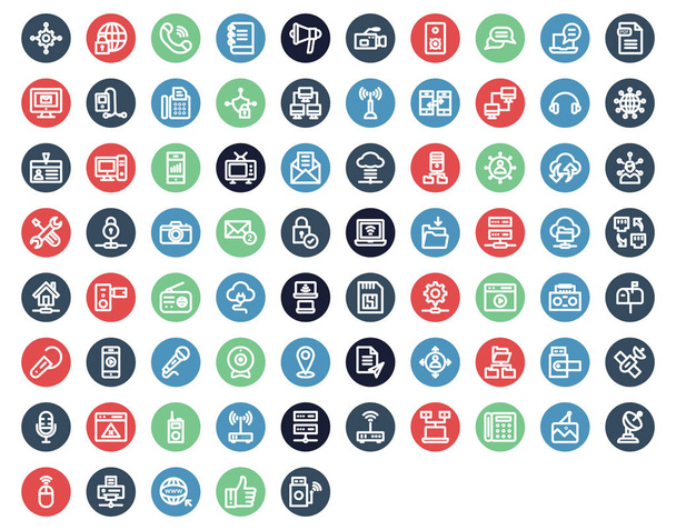 Network and Communication bold outline vector icons set every single icon can be easily modified or edited - Vector, Image