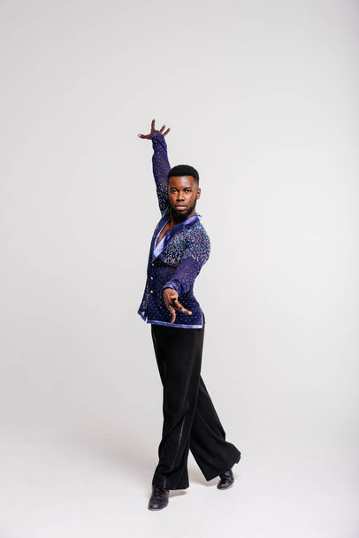 Afro american dancer on white background. Man are dancing. Dance school concept - 写真・画像
