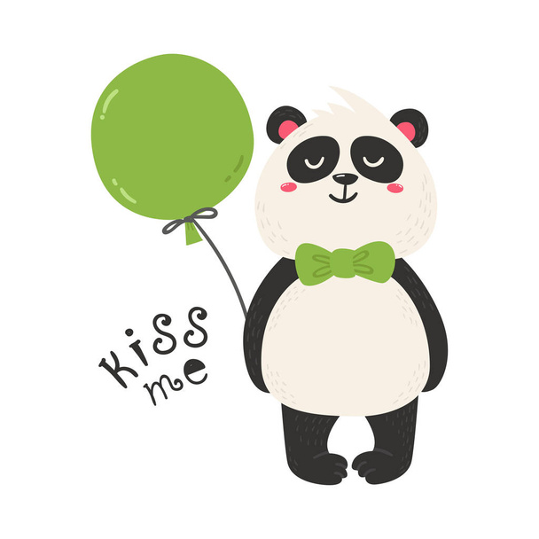 Cute poster with panda bear - Wektor, obraz