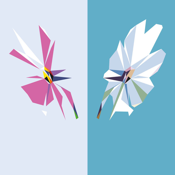 Vector flowers pattern low poly style background - Vector, Image