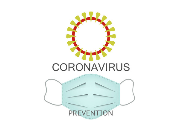 Coronavirus Prevence ikona, chirurgická maska pro prevenci koronaviru a onemocnění. Wuhanská virová nemoc. koronaviry vektorové ilustrace, virus pochází z Wuhan Číny. 2019-ncov izolovaný vektor  - Vektor, obrázek