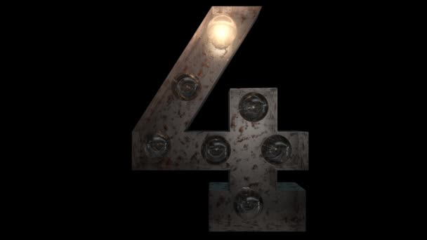 lettres d'ampoule clignotantes en acier rouillé animé avec 4 boucles d'animation de lumière et canal alpha 4
 - Séquence, vidéo
