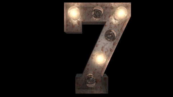 lettres d'ampoule clignotantes en acier rouillé animé avec 4 boucles d'animation de lumière et canal alpha 7
 - Séquence, vidéo