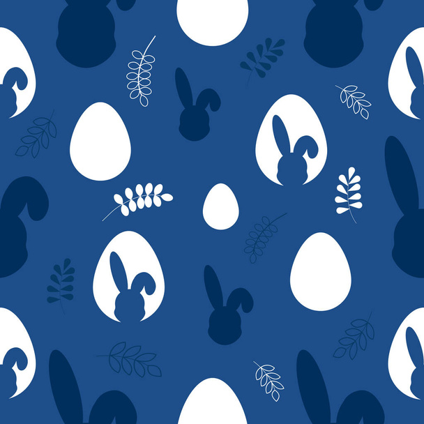 Velikonoční vzor klasický modrý zajíček - Vektor, obrázek