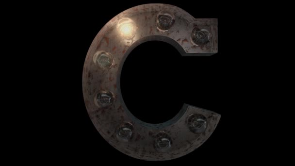 letras de bombilla parpadeante de acero oxidado animado con 4 bucles de animación de luz y canal alfa C
 - Imágenes, Vídeo
