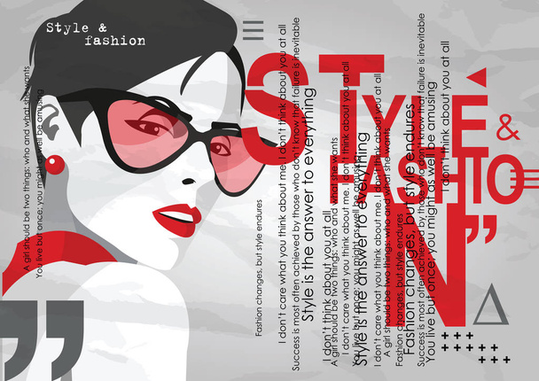 Fashion girl in styke Pop art. Retro fashion. Fashion illustration. - Vector, Image