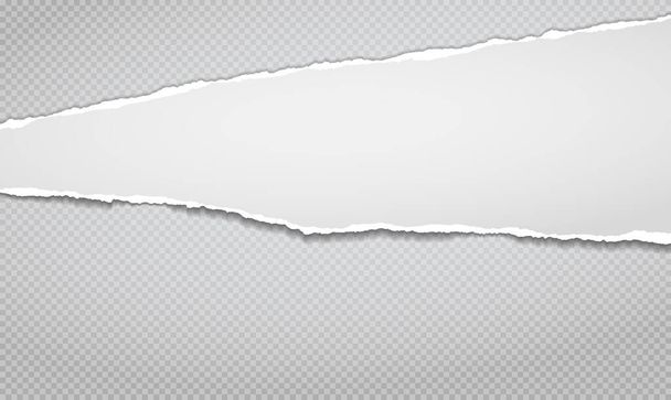 Торн, рваний шматок білого горизонтального паперу з м'якою тінь на сірому фоні для тексту. Векторні ілюстрації
 - Вектор, зображення