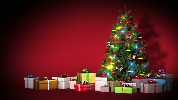 krásný vánoční stromeček s dárky. - Záběry, video