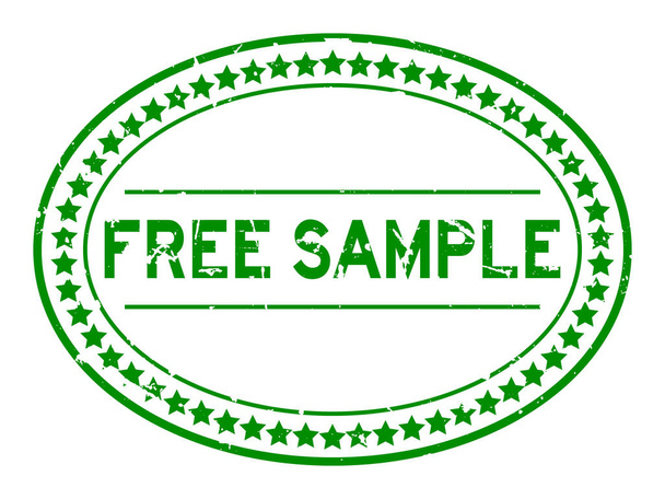 Grunge verde gratis campione parola ovale sigillo di gomma timbro su sfondo bianco
 - Vettoriali, immagini